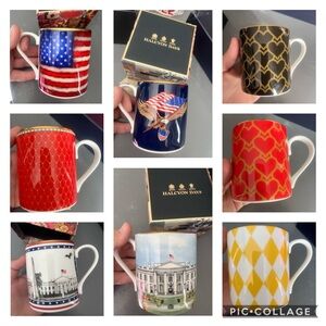 Halcyon Days Red Hearts Trellis Mugs